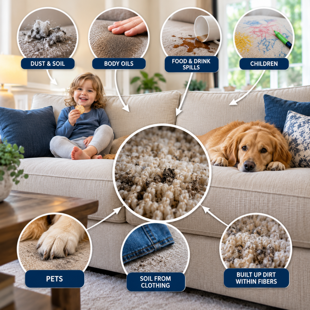 Upholstery soil causes Roseville CA homes